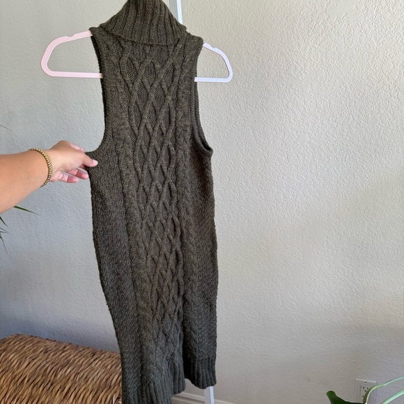 American Eagle Sweater Dress Dark Green Cable Knit Turtleneck Wool Blend XS - Picture 8 of 11